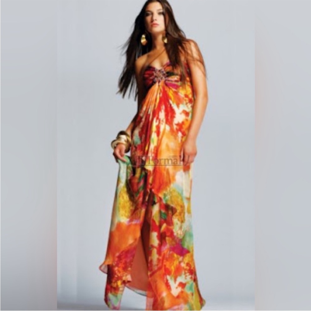 Jovani silk gown maxi dress with scarf size 2